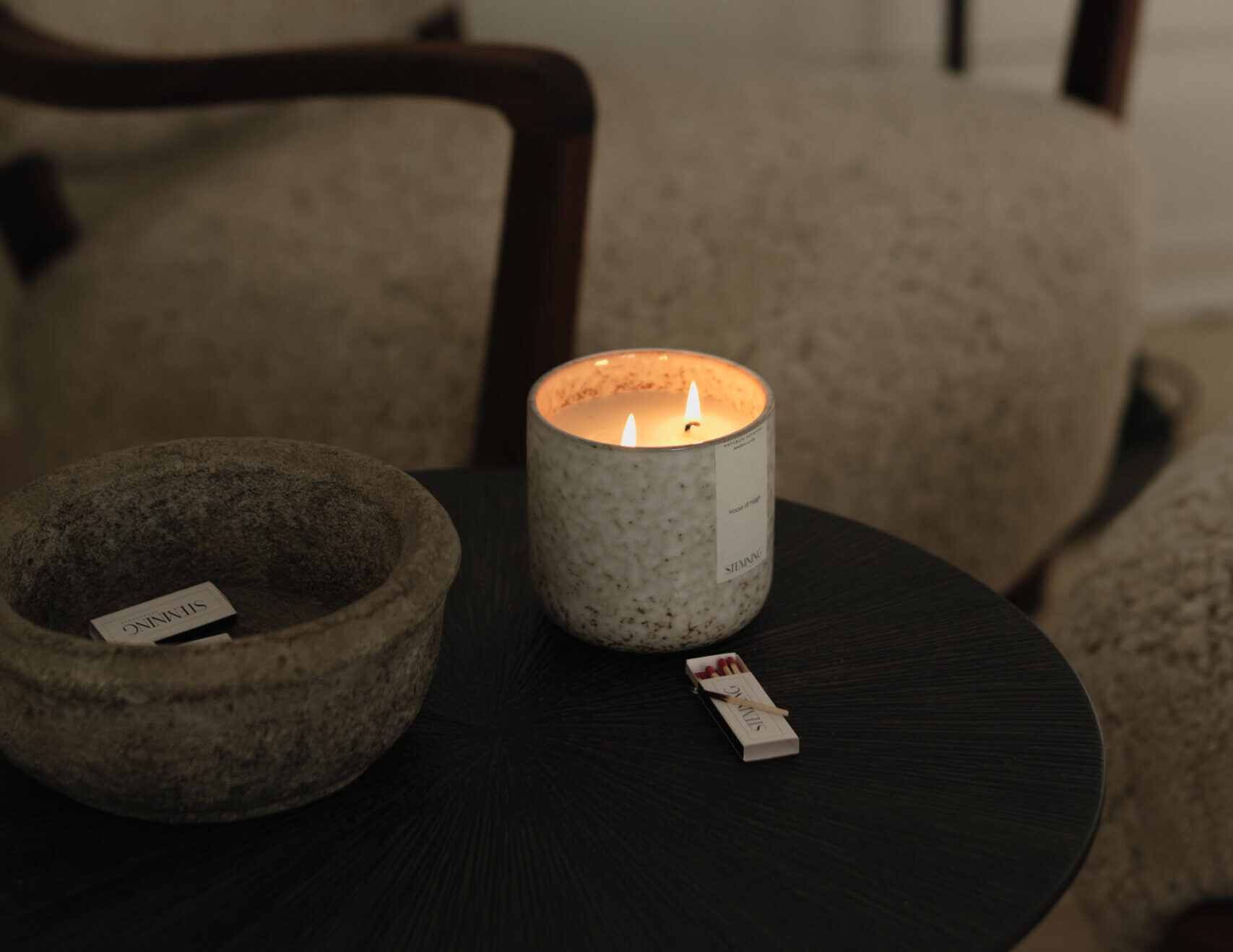 Deluxe duftlys i lys keramik brænder med bomuldsvæge